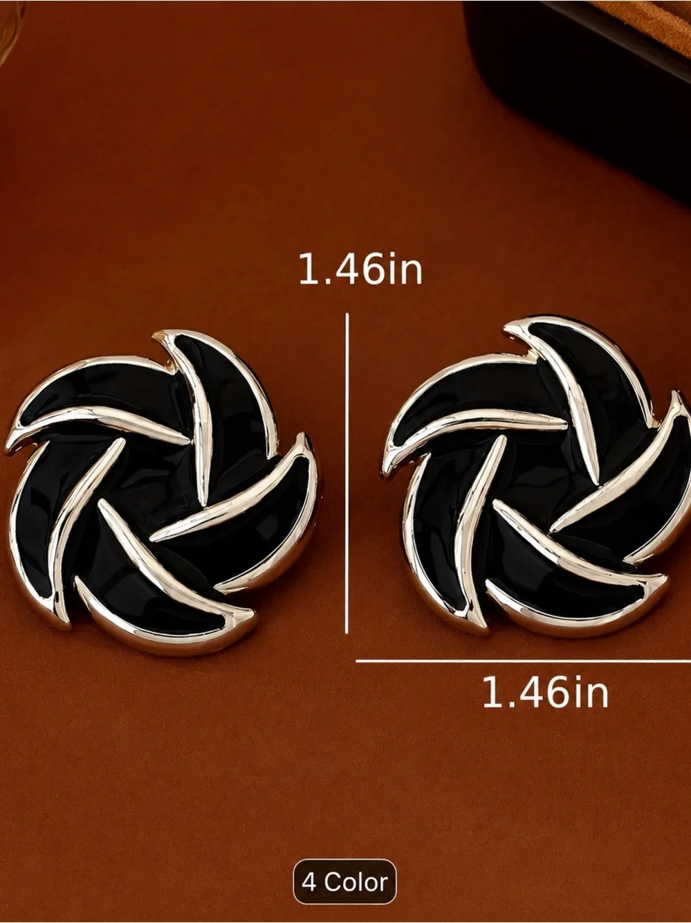 Anthropologie Classic Black Swirl Silver-Trim Stud Earrings - Women Jewelry NWOT